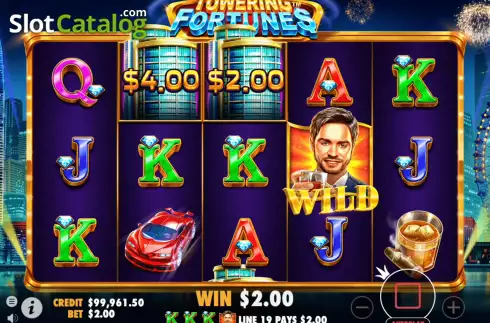 Win Screen. Towering Fortunes slot
