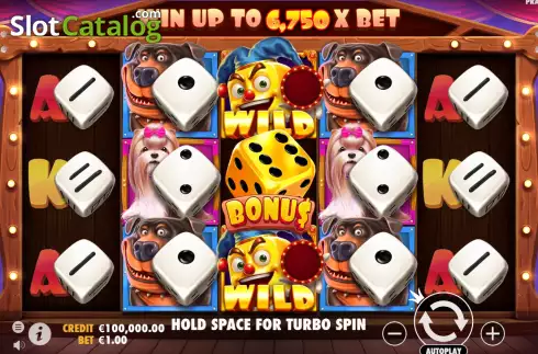 Game screen. The Dog House Dice Show slot