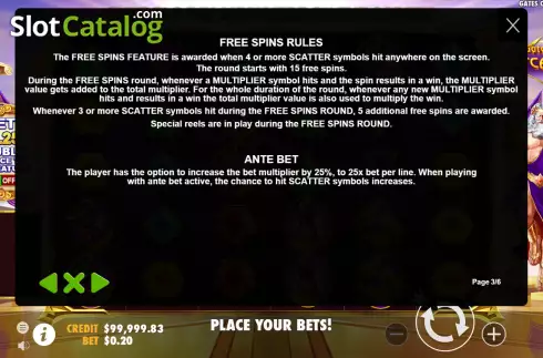 Free Spins screen. Gates of Bitcasino slot