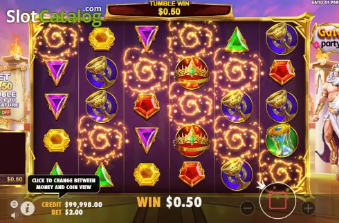 Win screen. Gates of Party Casino slot