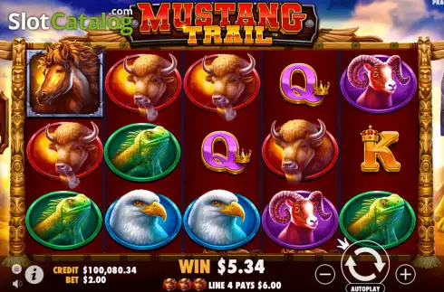 Win Screen. Mustang Trail slot