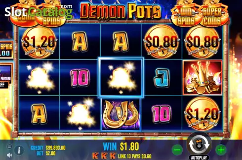 Win Screen. Demon Pots slot