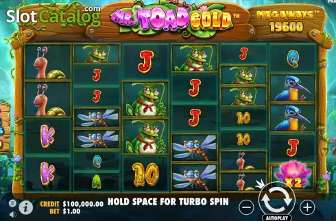 Game Screen. Mr Toad Gold Megaways slot
