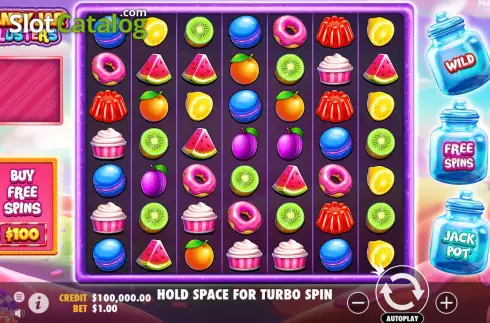 Game Screen. Candy Jar Clusters slot