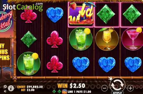 Win Screen. Strawberry Cocktail slot