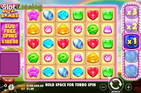 Game Screen. Candy Blitz Bombs slot