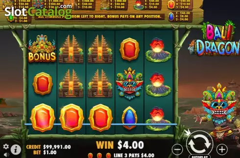 Win screen. Bali Dragon slot