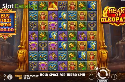 Game Screen. Heart of Cleopatra slot