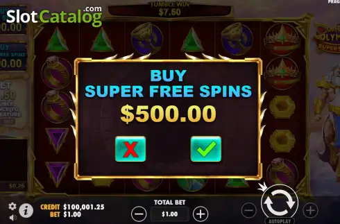 Buy Feature Screen. Gates of Olympus Super Scatter slot