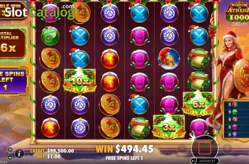 Pantalla3. Wisdom of Athena 1000 Xmas Tragamonedas 