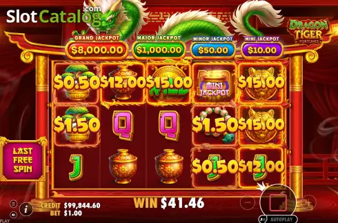 Skärmdump3. Dragon Tiger Fortunes slot