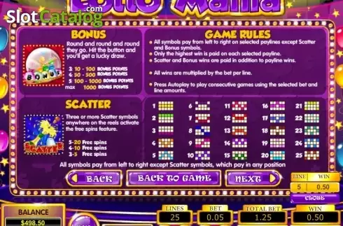 Paytable 2. Lotto Mania slot