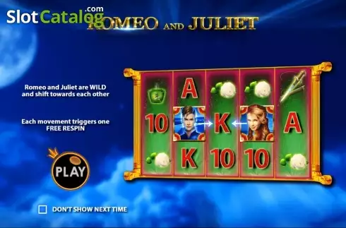 Intro Game screen. Romeo and Juliet (Pragmatic Play) slot