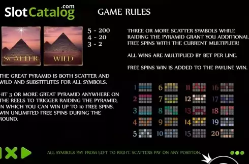 Paytable 2. Tales of Egypt slot