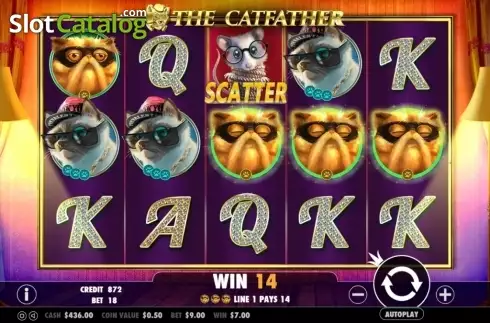 Win screen. The Catfather slot