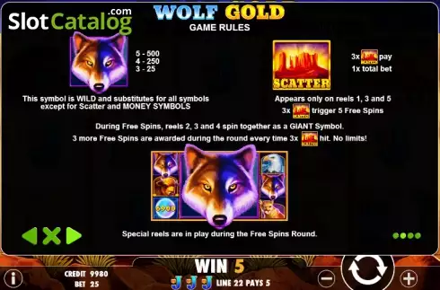 Paytable 8. Wolf Gold slot