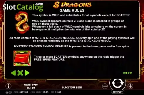 Betalningstabell 2. 8 Dragons (Pragmatic Play) slot