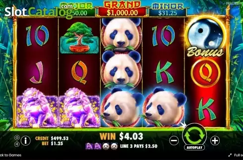 Wild Win screen. Panda's Fortune slot