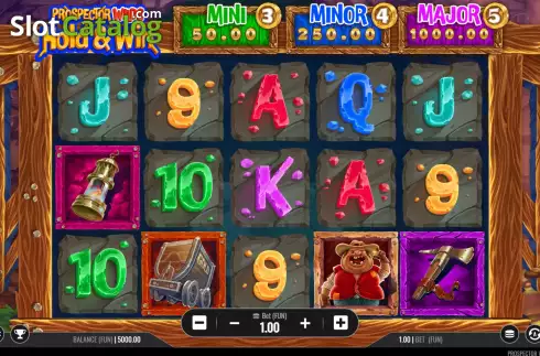 Schermo2. Prospector Wilds Hold and Win slot