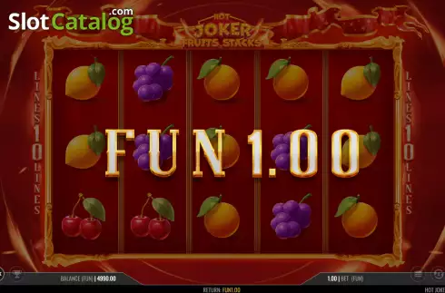 Win screen. Hot Joker Fruits Stacks slot
