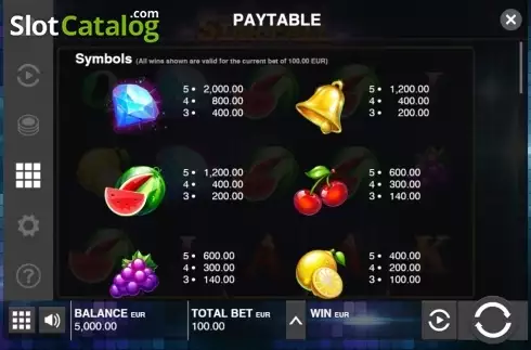 Paytable 1. Star Fall slot