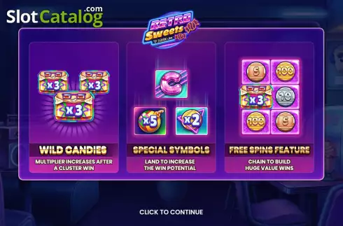Pantalla2. Retro Sweets (Push Gaming) Tragamonedas 