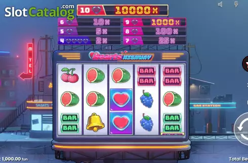 Game Screen. Hearts Highway slot
