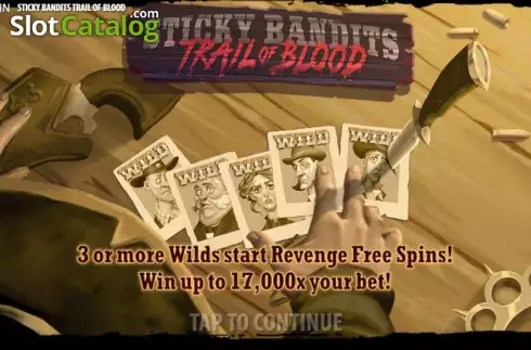 Start Screen. Sticky Bandits Trail of Blood slot