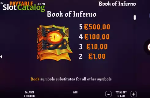 Écran9. Book of Inferno Machine à sous
