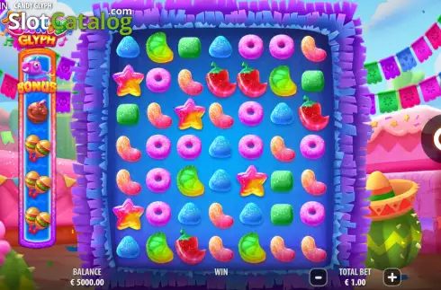 Game Screen. Candy Glyph slot
