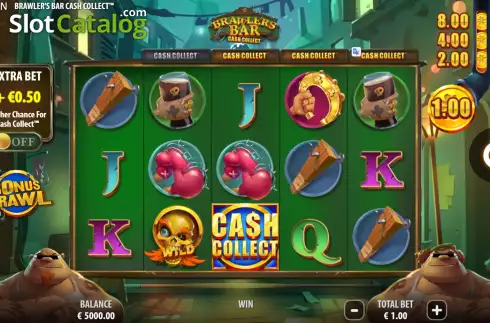 Game Screen. Brawlers Bar Cash Collect slot