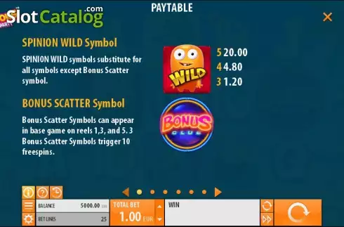 Paytable 1. Spinions slot