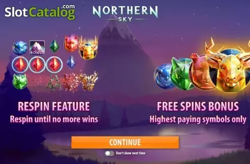 Intro Game screen. Northern Sky slot