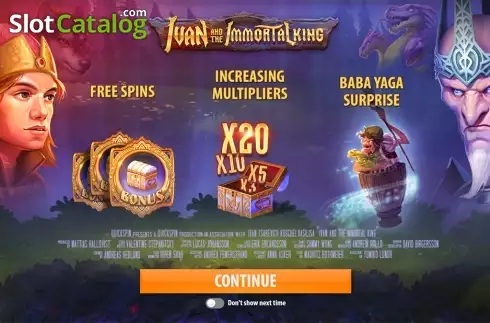 Intro screen. Ivan and the Immortal King slot