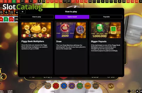 Game Rules screen 2. Big Bank Roulette slot