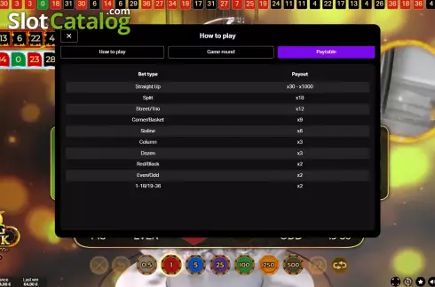 Game Rules screen 3. Big Bank Roulette slot
