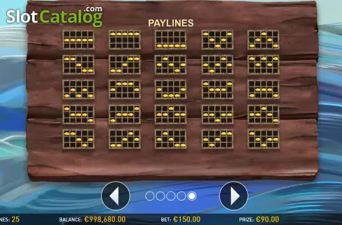 Paylines screen. Wako slot
