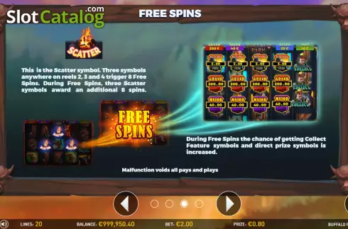 Free Spins screen. Buffalo Park slot