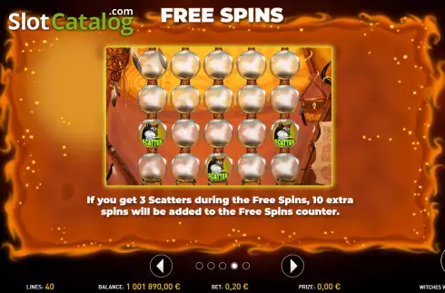 Free Spins screen. Witches West slot