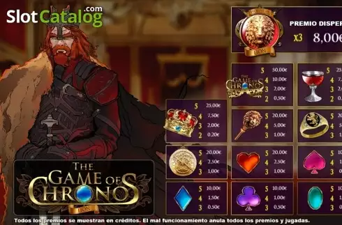 Paytable 1. The Game of Chronos Lion slot