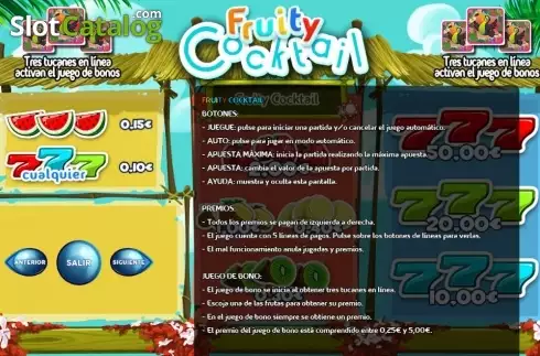 Paytable 2. Fruity Cocktail slot