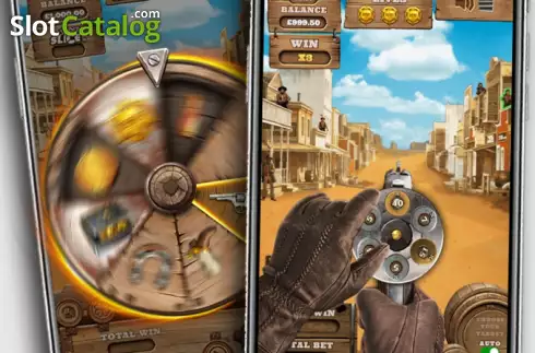 Game screen. The Good, The Bad and The SuperSlice slot