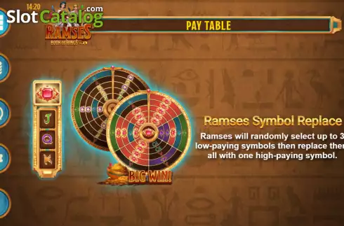 Bildschirm6. Ramses' Book of Rings slot