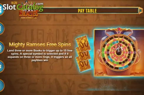 Bildschirm7. Ramses' Book of Rings slot