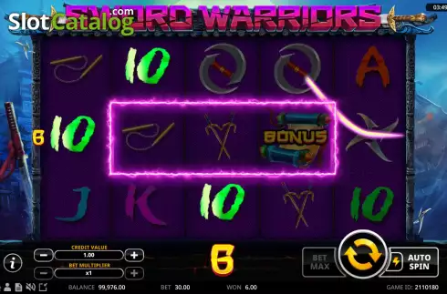 Win Screen. Sword Warriors slot