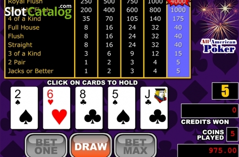 Reels screen. All American Poker (RTG) slot