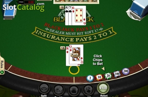 画面4. Blackjack (RTG) カジノスロット