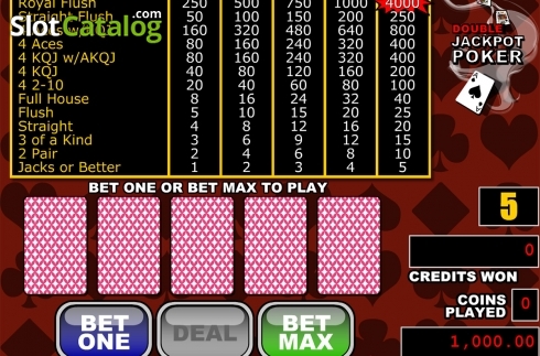 Reels screen. Double Jackpot Poker (RTG) slot