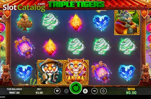 Game screen. Triple Tigers (RTG) slot