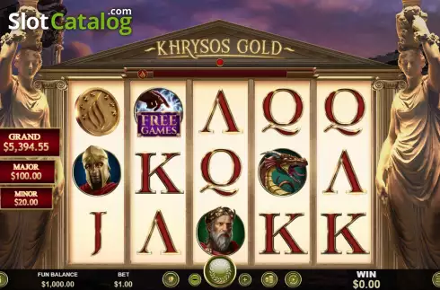 Game Screen. Khrysos Gold slot